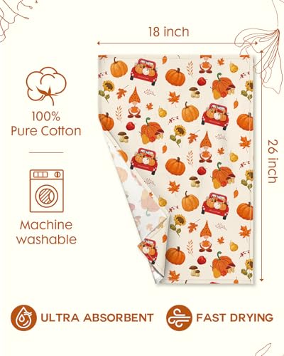 Image of 150GSM Flour Sack Kitchen Towels Set of 2, Harvest | 18 inchx26 inch, Lightweight, Lint-Free, Pure Cotton, Decorative, with Hanging Loop, Absorbent, Softer after Wash, Giftable Package