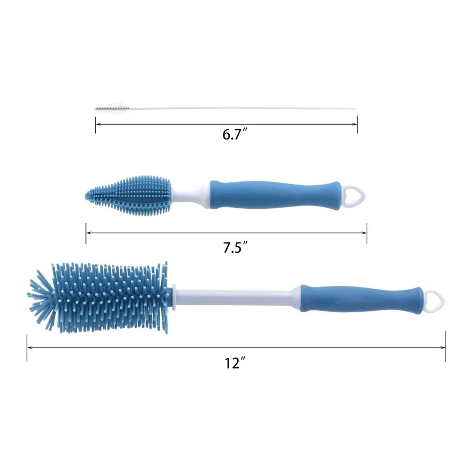 Flaschenreinigungsbürste aus Silikon | 12-Zoll-Wasserflaschenreiniger mit langem Griff, geeignet for Babyflaschen und Sportflaschen