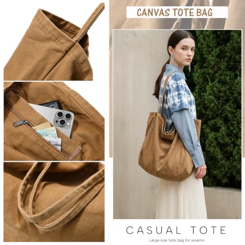 Image of Canvas Tote Bag for Women Large Hobo Shoulder Bag for Work Travel Casual Message Bag Tote Purse handbags