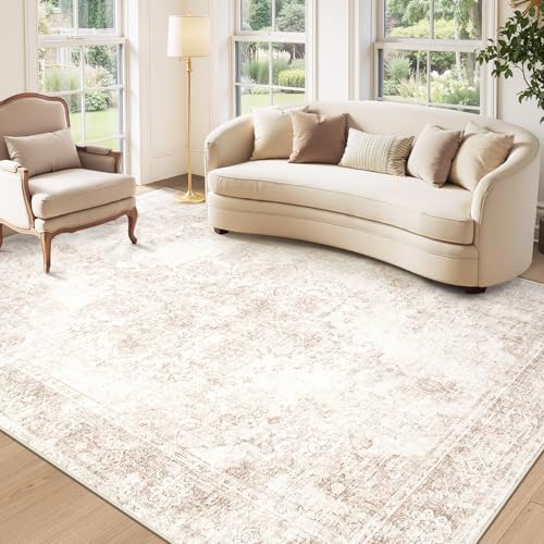 Area Rug 5x7 Vintage Rug: Washable Indoor Medallion Rugs Low