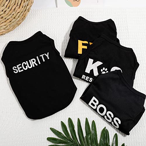4-Pack Dog Shirt, Security Boss K9Unit Fbi Dog Clothes For Small Dogs Boy, Lightweight Summer Pet Puppy Outfit, Cat Apparel, Black #TOP6