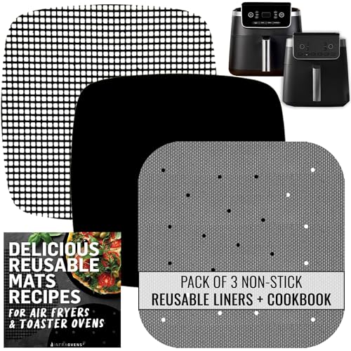 Image of INFRAOVENS Air Fryer Reusable Liners for Ninja AF141 Air Fryer Pro 4-in-1 5qt, PowerXL Grill, AF181 Pro XL 6-in-1 6.5qt Accessories with Cooking Recipes, Non Disposable Replacement for Parchment Paper