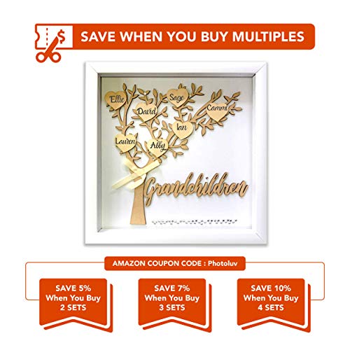 12x12-Grandchildren-Shadow-Box-Kit-Family-Tree-Gift-for-Grandparents-Grandma-Grandpa-with-7-Hearts-and-40-Gems-Gift-for-Grandparents-Grandchild-Grandkid-Nana-Mimi-Mothers-Day