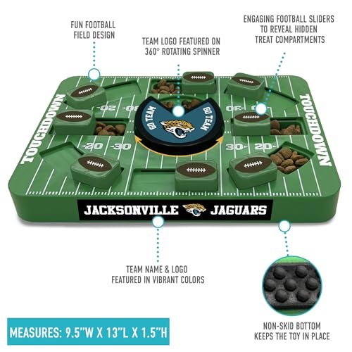 Image of Pets First NFL Jacksonville Jaguars Large Puzzle Toy for Dogs, Slow Feeder Board for Pets, New Bigger Size, Interactive Doggie Treat Toy