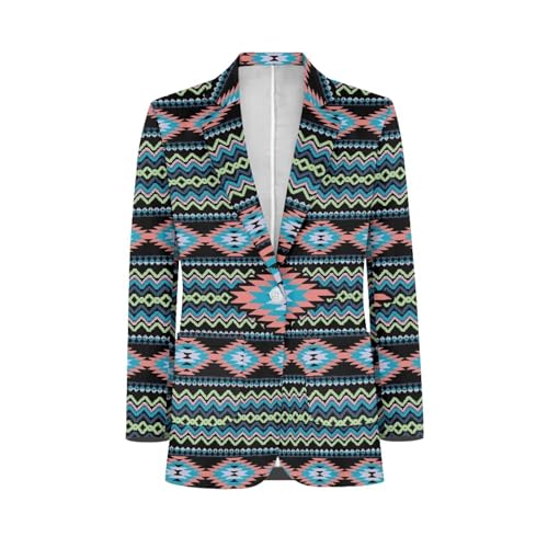 Southwest Ethnic Aztec Geometric Casual Hawaiian Blazers Women's Lapel One Button Blazers Vacation Outfits4