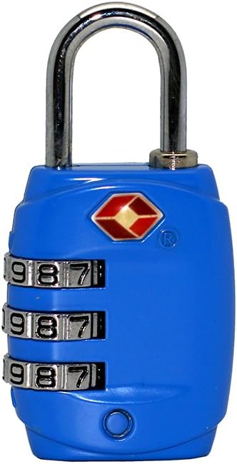 Just Lock Authorized TSA Approved Metal Material Security 3 Combination Travel Suitcase Luggage Bag Code Lock Padlock (Blue)