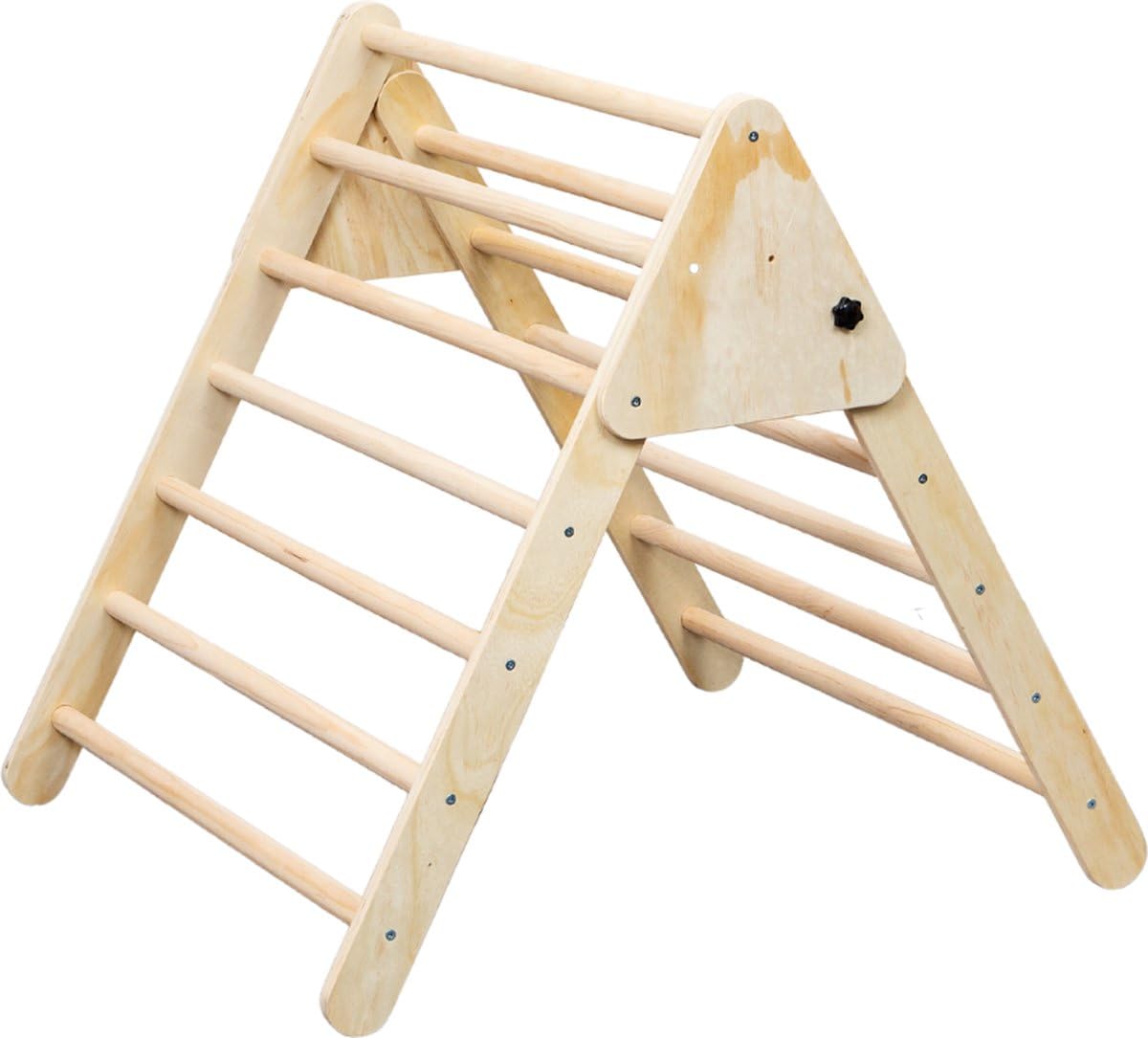Spalliera XXL Pieghevole con Triangolo, Arco e Scivolo - Palestra Montessori in Legno Naturale - 210x83x81cm