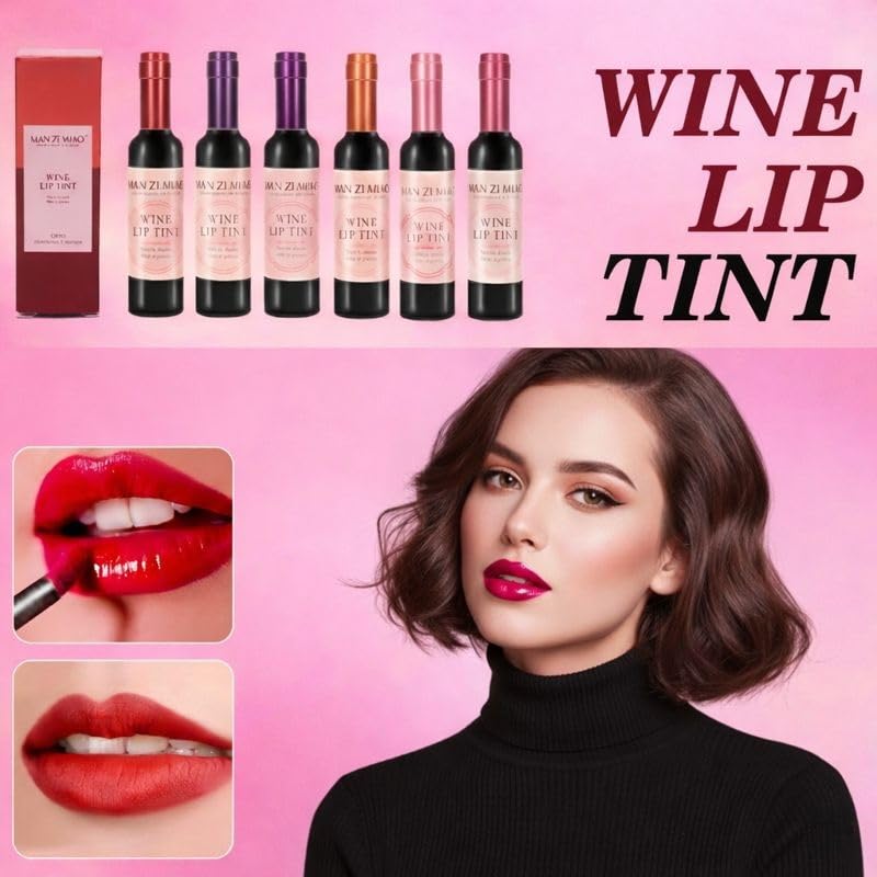 Wine Gloss Set | 6-Color Waterproof Lip Stain & Smudge-Proof Kit for Women | Long-Lasting Non-Drying Formula in Wine Bottle Design for Soft Natural Lips & Party Makeup Essentials - Image 5