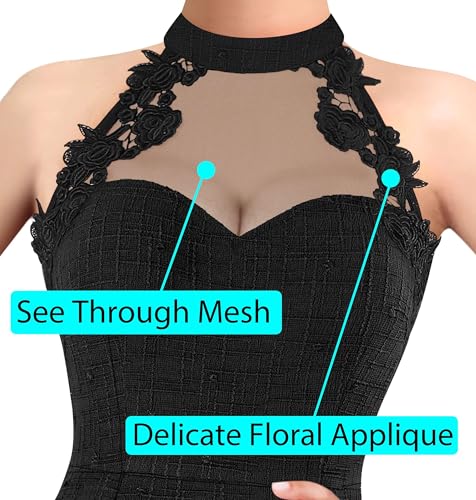 Image of VFSHOW Womens Formal Sexy Halter High Slit Prom Wedding Guest Maxi Dress 2023 Illusion Sweetheart Neckline Evening Long Gown