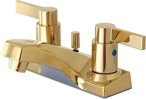 Miniatura 1 de Kingston Brass KB8102NDL NuvoFusion - Grifo de baño central de 4 pulgadas, 3-58 pulgadas en alcance de boquilla, latón pulido