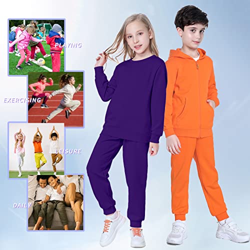 Image of Kid Nation Kids Unisex Soft Brushed Fleece Casual Pull On Jogger Sweatpants with Pockets for Boys or Girls | Soft Brushed Fleece Kids JoggerElastic Waist With Drawstring,Deep Side Pockets,Machine Wash,Durable,Great Gift for 3-12 Years