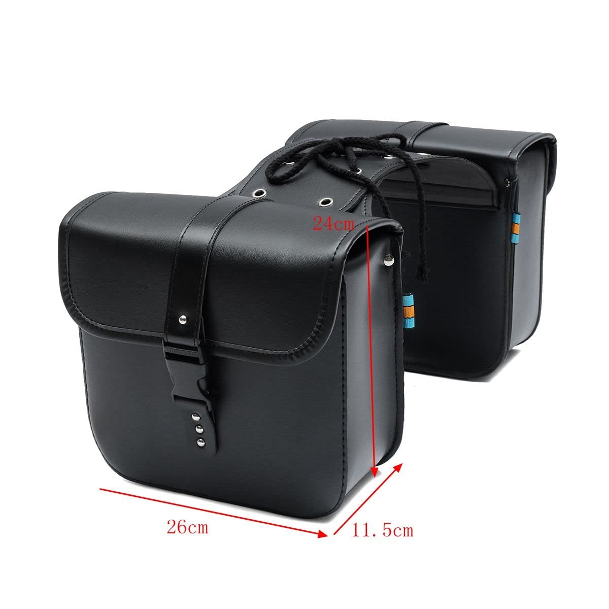Een Paar  Universele Motorfiets Zadeltassen Side Gereedschapstas Bagage Zadeltas Pouch Zwart Pu Leer Voor Hondasuzukikawasakiyamaha~p127983293