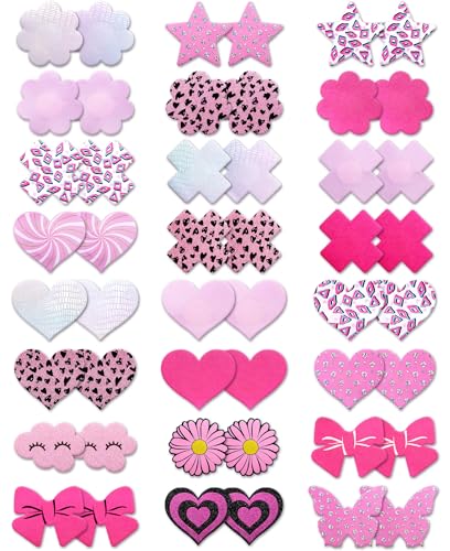 Image of Glitters Pasties Rave Pack Nipple Covers Stickers Disposable Sticky Breast Petals Bra for Women Rave Outfit Party