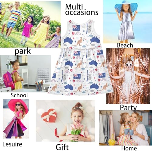 Girl Sleeveless Dress Summer Tank Play Dress Outfit Australia Kangaroo Koala Map Flag 2T-8T2