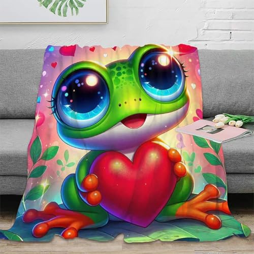 Couverture en peluche grenouille 3D plaid microfibre chaude et douce 127x152cm