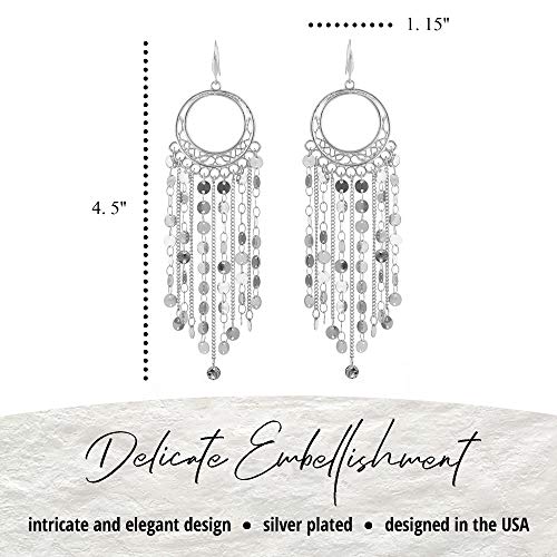 Bohemian Boho Tassel Dangle Drop Earrings for Women – Lightweight Filigree Gypsy Coin Chandelier Disc Charm Hoops – included Gift Box2
