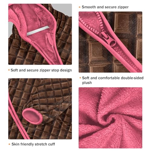 Chocolate Toddler Fleece Jacket Baby Girls Hooded Zipper Long Sleeve Thick Warm Outerwear 3-10 Years3