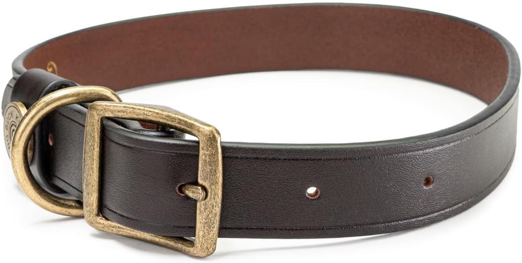 King Buck Premium Leather D Ring Dog Collar, Leather, S/M