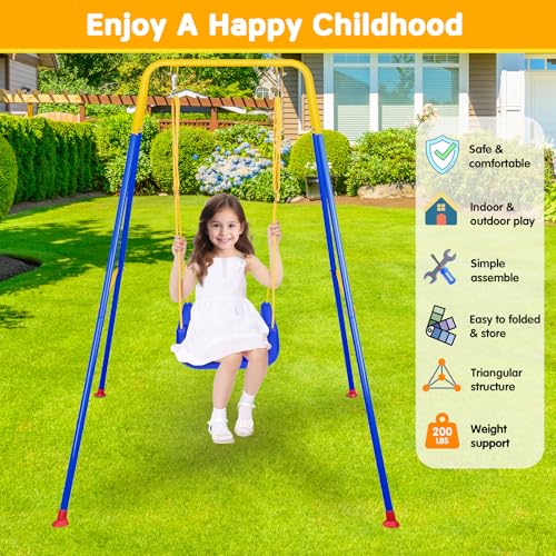 Image of 4 in 1 Toddler Swing Set & Baby Jumper, Foldable Swing Set for Backyard