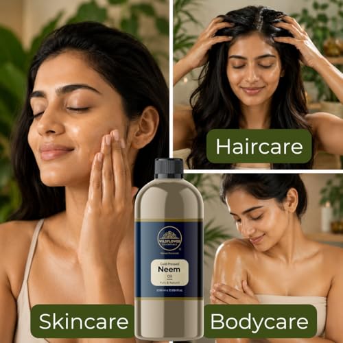 Image of Neem Oil Cold Pressed for Face Skin Hair & Body Hydration Pure & Natural (1000ml)