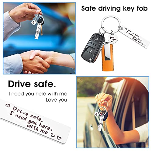 Personalisierter Schlüsselanhänger aus Edelstahl - Safe Driving I Need You By My Side Key Chain für Herren, Damen, Familie, Ehemann, Ehefrau, Freund - Motorrad Geschenk