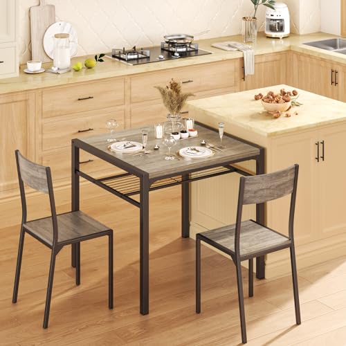 Image of Gizoon Dining Table Set for 2, 3 Piece Kitchen Table with 2 Chairs for Small Space, Apartment, Kitchen, Dining Room, Space-Saving
