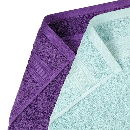 Image of MYTRIDENT Soft Comfort Air Rich Towel 100% Cotton Hand Towel for Daily use, 500 GSM Highly Absorbent Towels for Men /Women, 4Pc Hand Towel Set (41 cm X 66 cm), Nile Blue and Plum