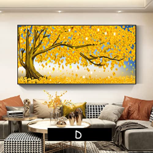 Toile arbre or et argent 70x140 cm sans cadre pour salon