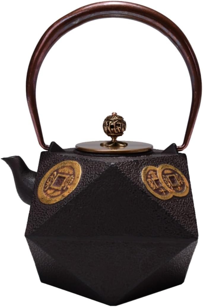 WTQZFRNSB Ceramic Teapot, 1.2L Cast Iron Teapot Tea Pots Iron Teapot Cast Iron Pot Hand-Made Kettle Iron Copper Cover Teapot Retro Cast Iron Tea Kettle/9818