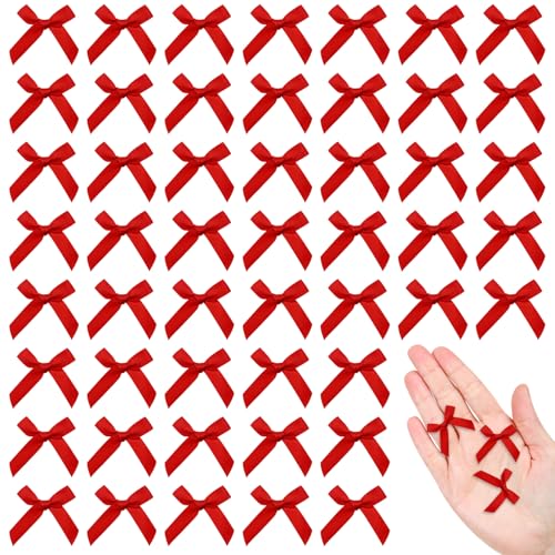 YUSHWENPTY Nœud Satin, Mini Nœuds Papillon, 4 cm Petits Nœuds Decoration, Noël Noeud Rouge pour...