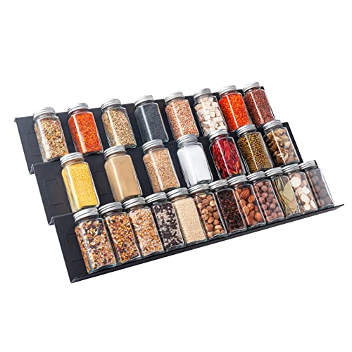 Rangement epices tiroir 6PCS,Organisateur Porte épices pour extensible de 30 cm à 60 cm,insert etagere epices cuisine texture mate,Porte-épices Avec bosses antidérapantes Cover