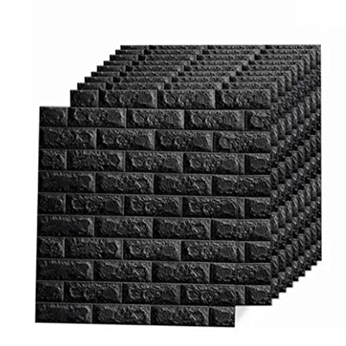 Tomotato 10 Piezas Papel Tapiz 3D, Paneles de Pared de Espuma Sintética de Ladrillo Negro, Papel Tapiz Autoadhesivo para Despegar y Pegar para Cocina, Baños, Salas de Estar, Oficinas