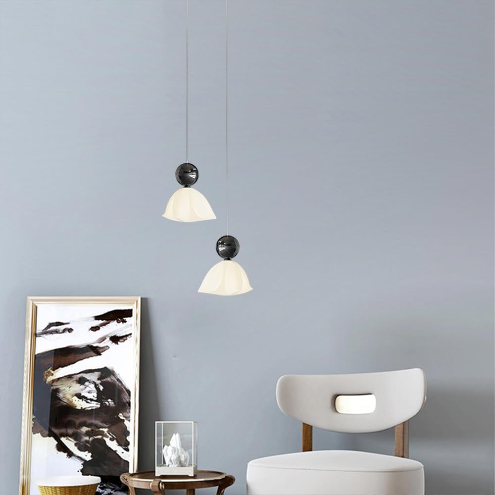 Lámpara Colgante de Techo de Metal y acrílico con luz LED, luz Moderna de Isla de Cocina con Forma de Flor para Sala de Estar, Comedor, cafetería, Bar, Restaurante, Ventosa con Acabado en CRO
