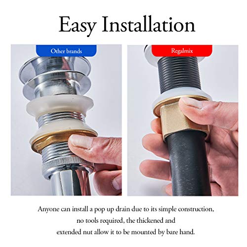 REGALMIX Oil Rubbed Bronze Pop UP Drain, Bathroom Vessel Lavatory Vanity Faucet Sink Stopper, Built-In Anti-Clogging Strainer, Fits Standard Drain Hole(1-1/2