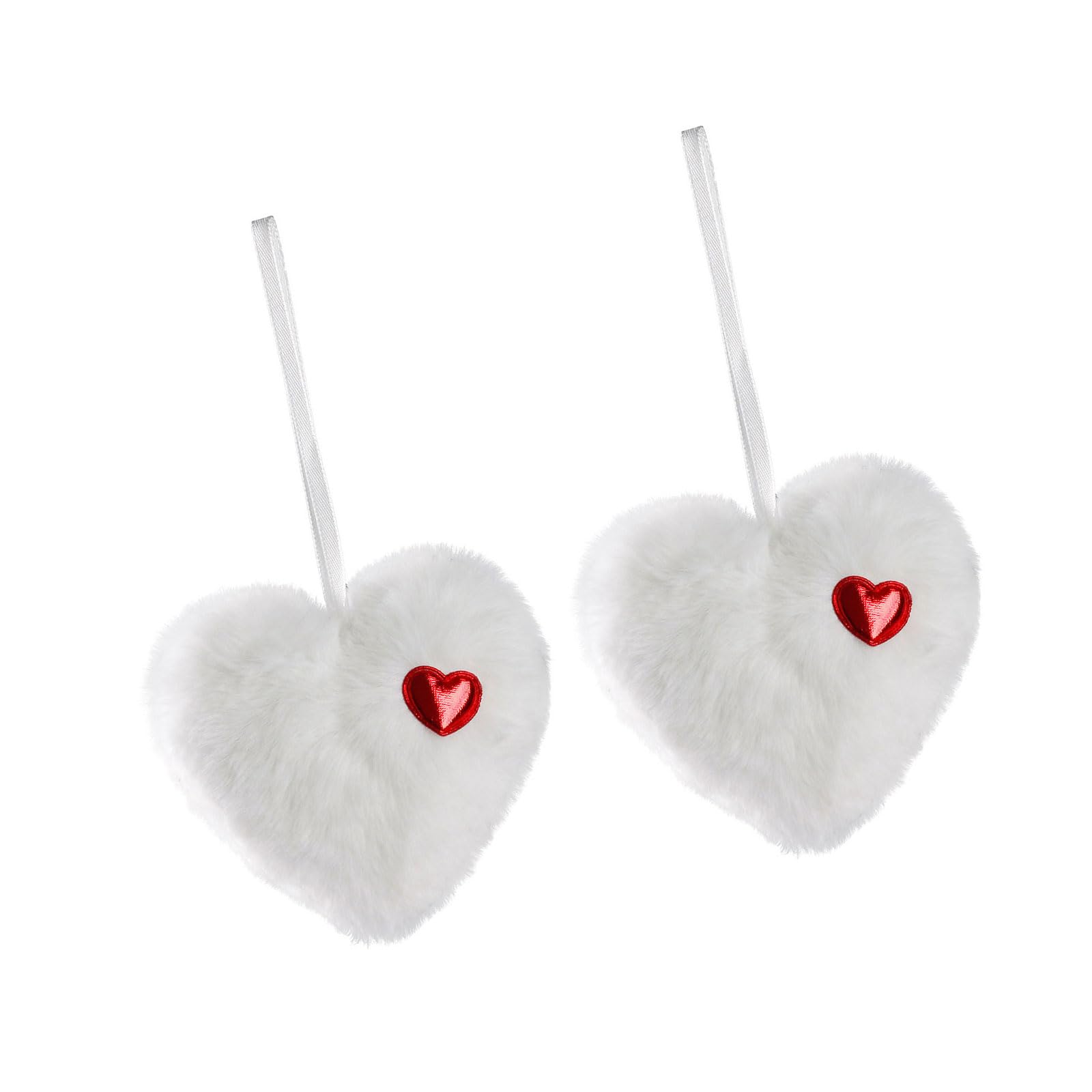 LUCKGONI 2Pcs Soft Plush Heart Shaped Ball Ornament Valentine's Day Decoration For Christmas Tree Wall Festival Decoration