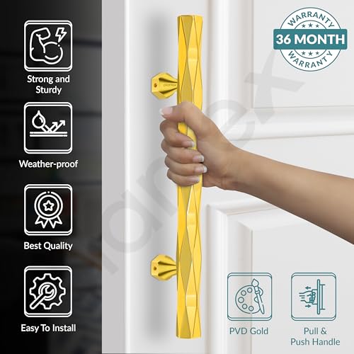 Image of Plantex Door Handle /200mm Main Door Handle for Wooden Door /Pull-Push Handle for Main Door /Door Accessories - Pack of 1 (611, PVD Gold)