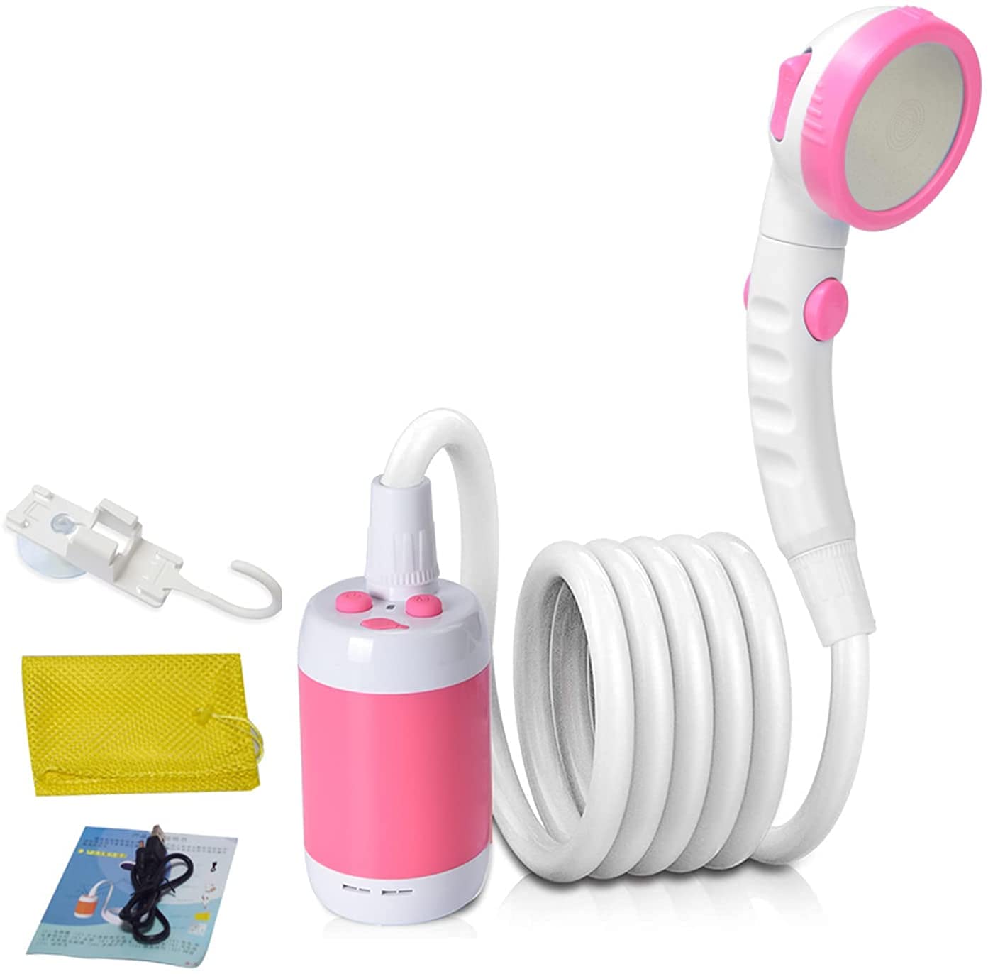 Portable Shower Camping Outdoor Shower Electric Hand Shower Electric Shower Camping Built-in Shower 5000mAh Large Capacity Rechargeable Shower for Indoor or Outdoor Shower camping (Pink)