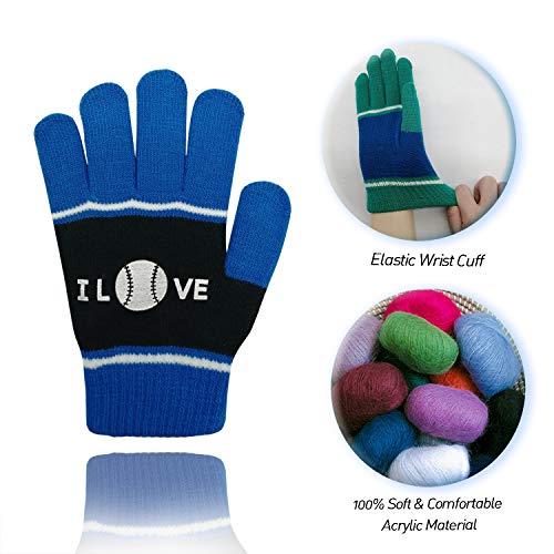 Image of Evridwear Kids Winter Gloves,3 Pairs Knit Warm Stretch Gripper Children Magic Glove for Boys Girls 4-14 Years