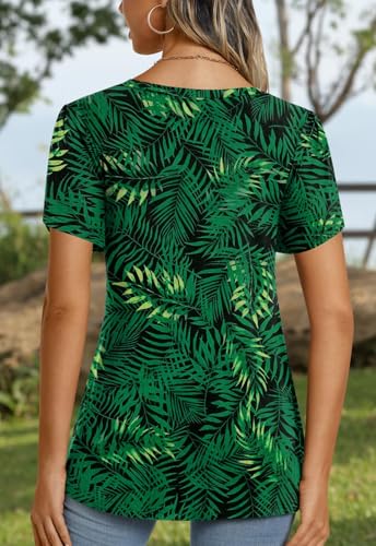 Image of CATHY 2026 Women Tops Summer Short Sleeve Tunic V Neck T-Shirts Loose Casual Floral Blouse S-4XL