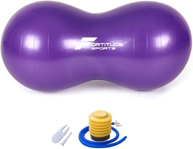 Fortitude Sports Peanut Ball 45cm by 90 cm | Peanut Exercise Ball for Yoga, Pilates, Fitness and Physical Therapy | Inflatable Anti Burst Peanut Swiss Ball