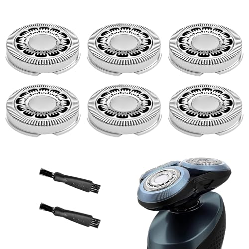 SH60 Replacement Head Series 6000 Compatible with Philips Norelco 6000 Replacement Heads Blades Shaver Razors for Philips Norelco Series 6000 Replacement Heads for S6880/81 S6810/82 S6850/85 6 Pack