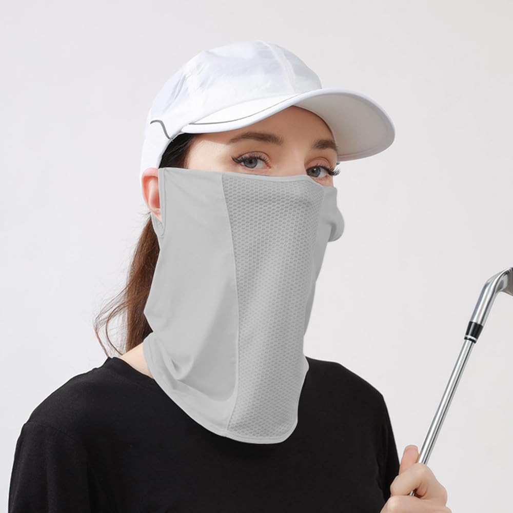 UPF 50+ Cubierta Facial Enfriamiento Transpirable Protección Solar UV Unisex Verano Gris Claro
