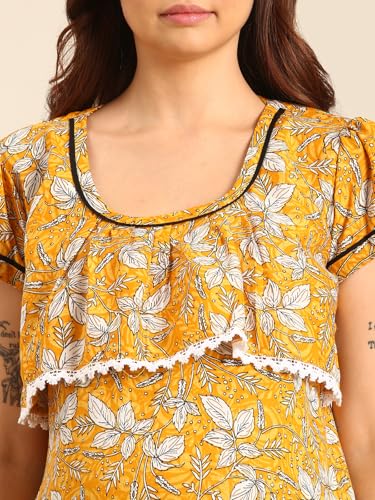 Image of Rupa Jon Aishwarya Women Full Length Maternity Night Dress in Cotton Blend Fabric, Maxi Nighty, Pregnancy Night Dress for Nursing, Pre and Post Pregnancy