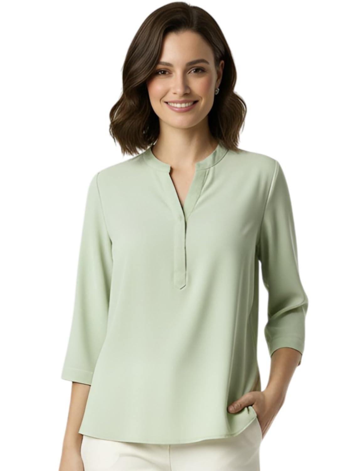 FYLTR Women's Casual Roll -Up Sleeves V-Neck Top - Western Tops for Woman | Shirts for Women | Soft & Comfortable | Tops for Jeans