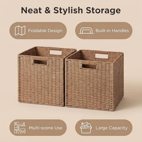 Panier de rangement en papier tressé design cube de rangement haut de gamme