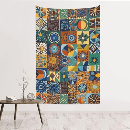 Tapisserie murale style africain en velours pêche haut de gamme