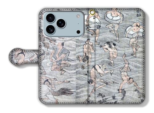 手帳型 iPhone17 Pro互換 スマホケース 【世界の名画】 葛飾北斎 ☆浮世絵☆ 北斎漫画 戯画 漫画 アート 絵画 芸術 日本 和 和風 和柄 伝統 (5)