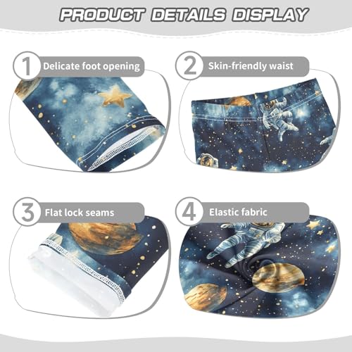 Starry Sky Watercolor Planet Space Astronauts Girls Leggings Kids Yoga Pants Dance Active Tights 4T3