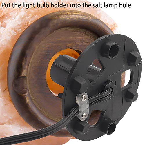 Himalayan Salt Lamp Cord With Dimmer Switch And Bulbs, 6Ft Original Replacement Cord With Base Assembly 3.35 Inches, 6-Pack 15 Watt E12 Halogen Salt Lamp Bulbs For Salt Rock Lamp #TOP6
