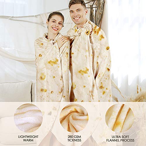 Admitrack Tortilla Wrap Blanket,Burritos Round Wrap Blanket,Tortilla Throw Blanket,Funny Realistic Food Round Blanket,Novelty Burritos Throw Blanket For Adults&Kids #TOP2